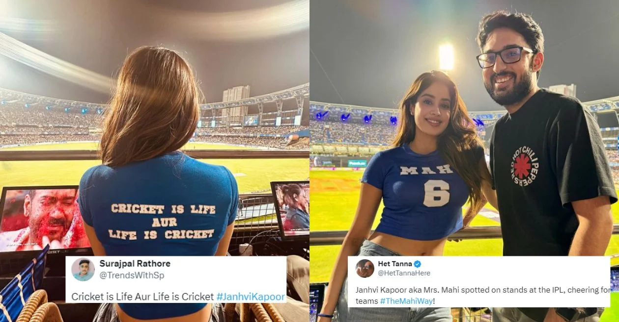 IPL 2024 Fans thrilled to see Janhvi Kapoor sporting a ‘Mahi’ jersey at the MI vs KKR match